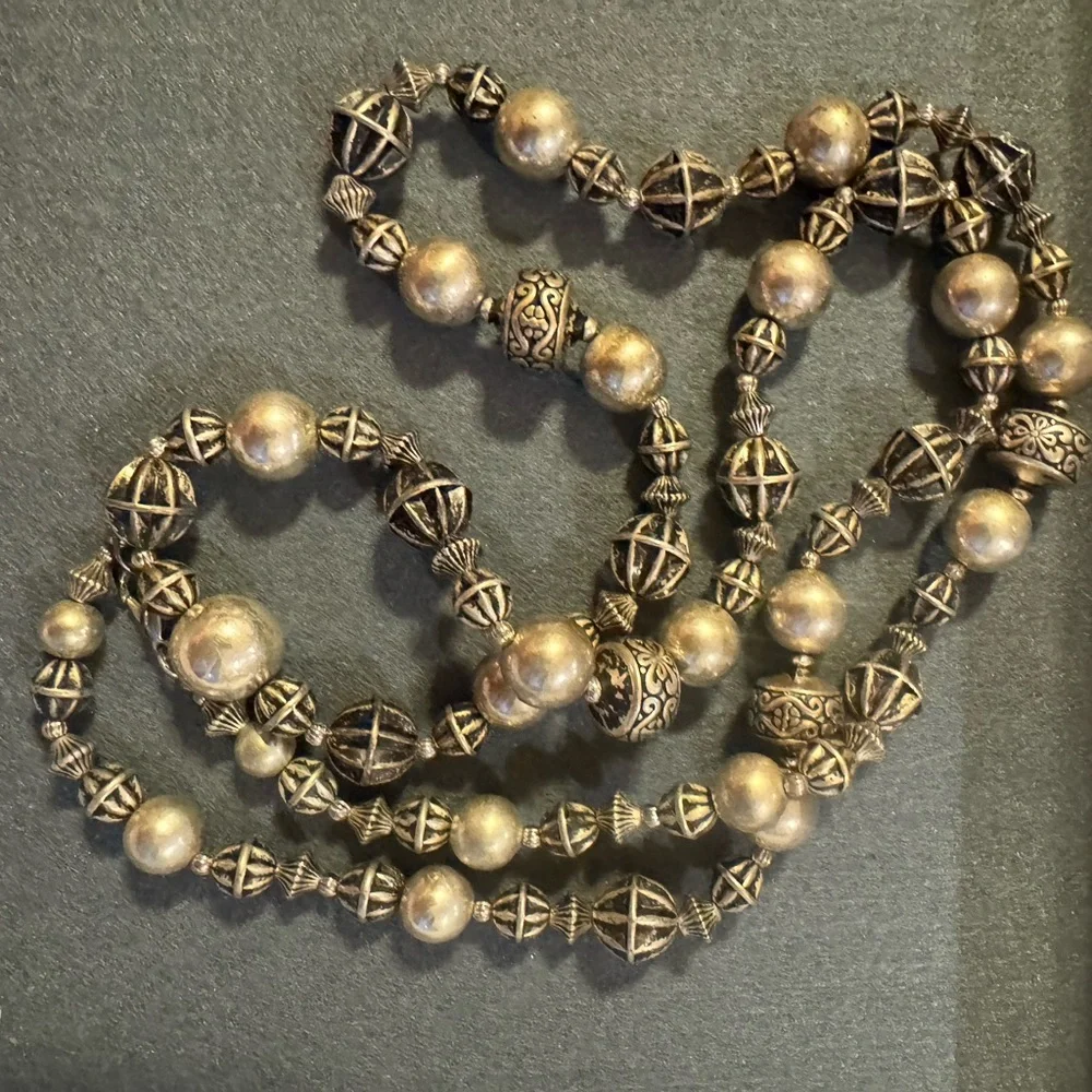 Bohemian Style Silver Tone Beaded Necklace